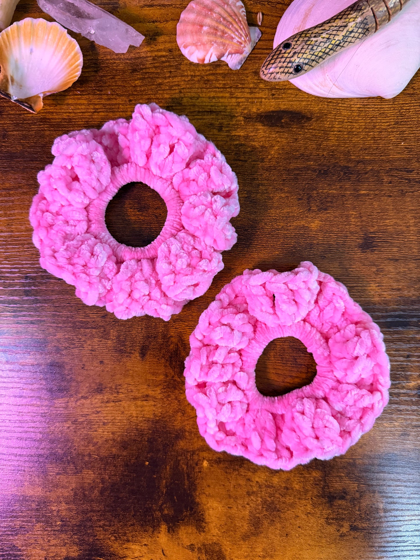 Dazzle Pink Velvet Scrunchie