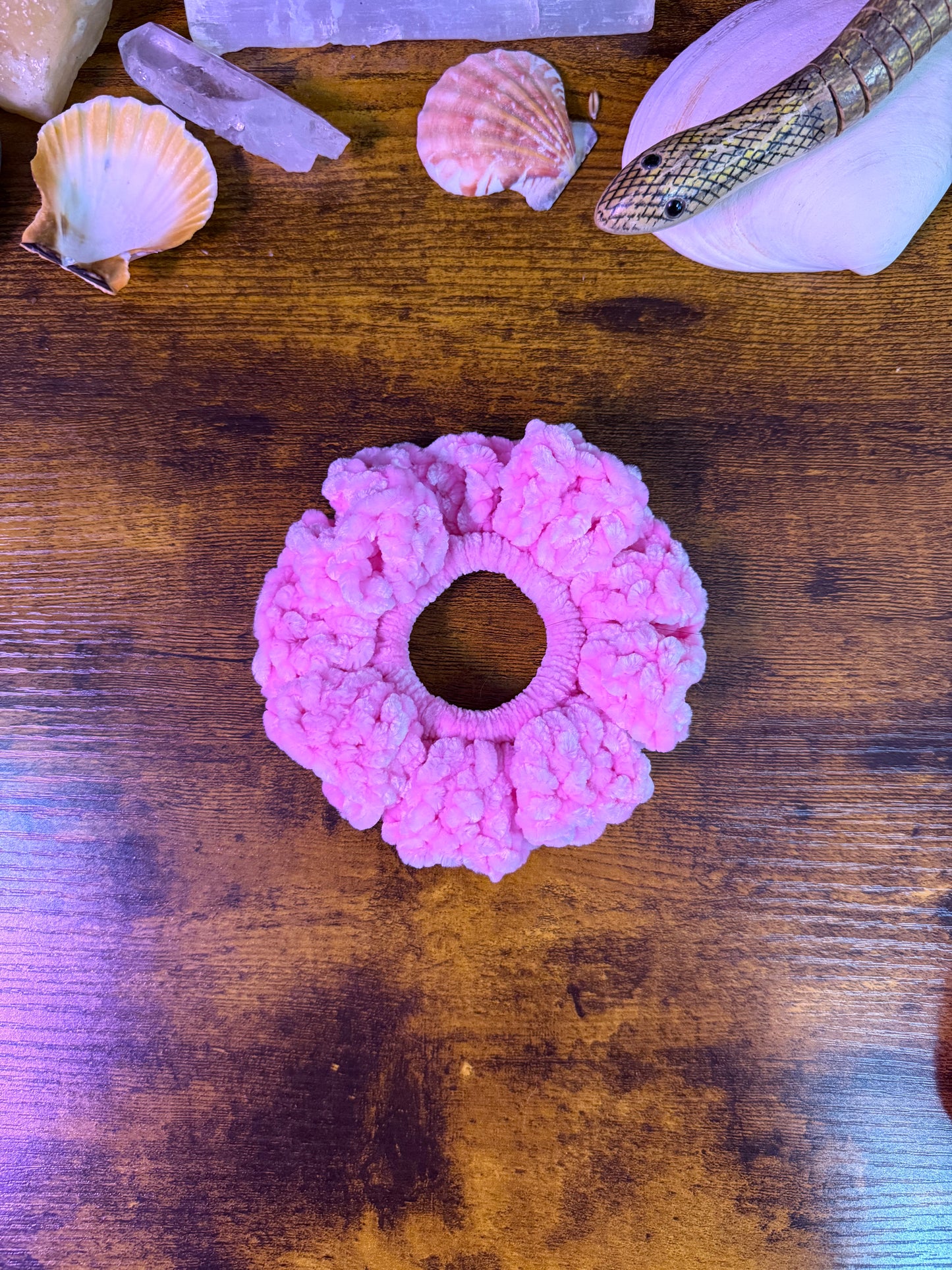 Dazzle Pink Velvet Scrunchie