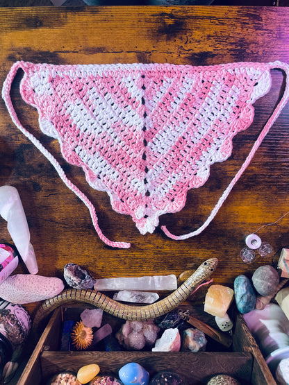 Pink Strawberry Scalloped Bandanna