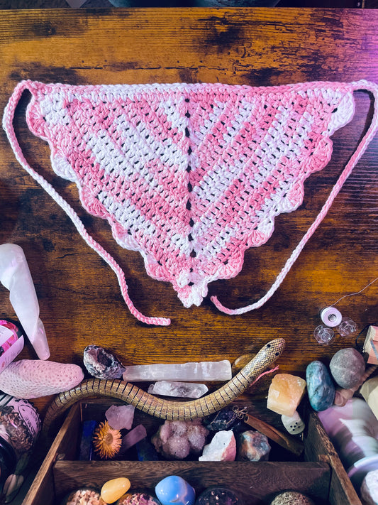 Pink Strawberry Scalloped Bandanna