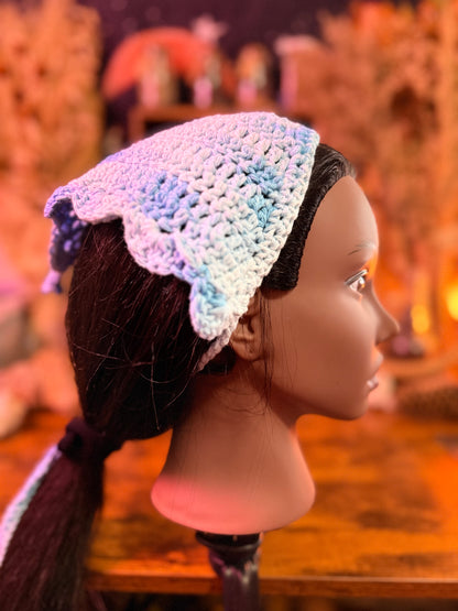 The Magickal Rose’s Custom Order Crochet Headscarf & Bandana with Scalloped border and Picot Stitch