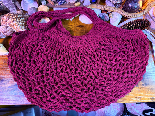 Mesh Market Bag In Wine Red