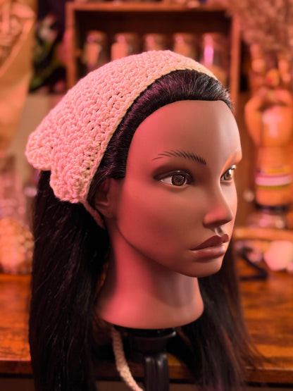 The Magickal Rose’s Custom Order Crochet Headscarf & Bandana with Scalloped border and Picot Stitch